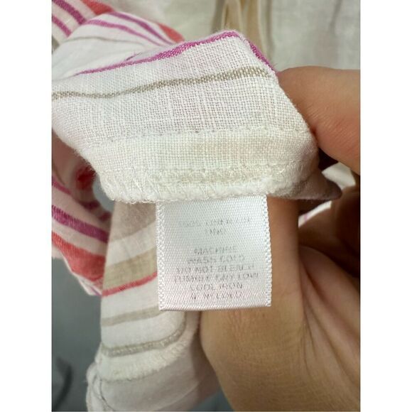 Ann Taylor Loft Womens Cream Red Striped Linen Blend Blouson Mini Dress Size XS - Picture 7 of 8